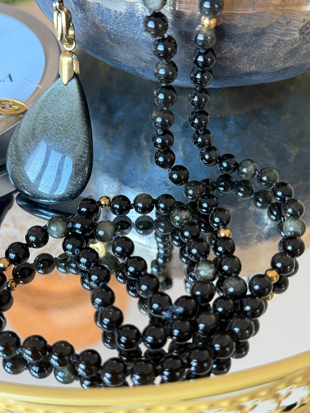 Mala en Obsidienne dorée (grade 7A) - Protection et Force vitale