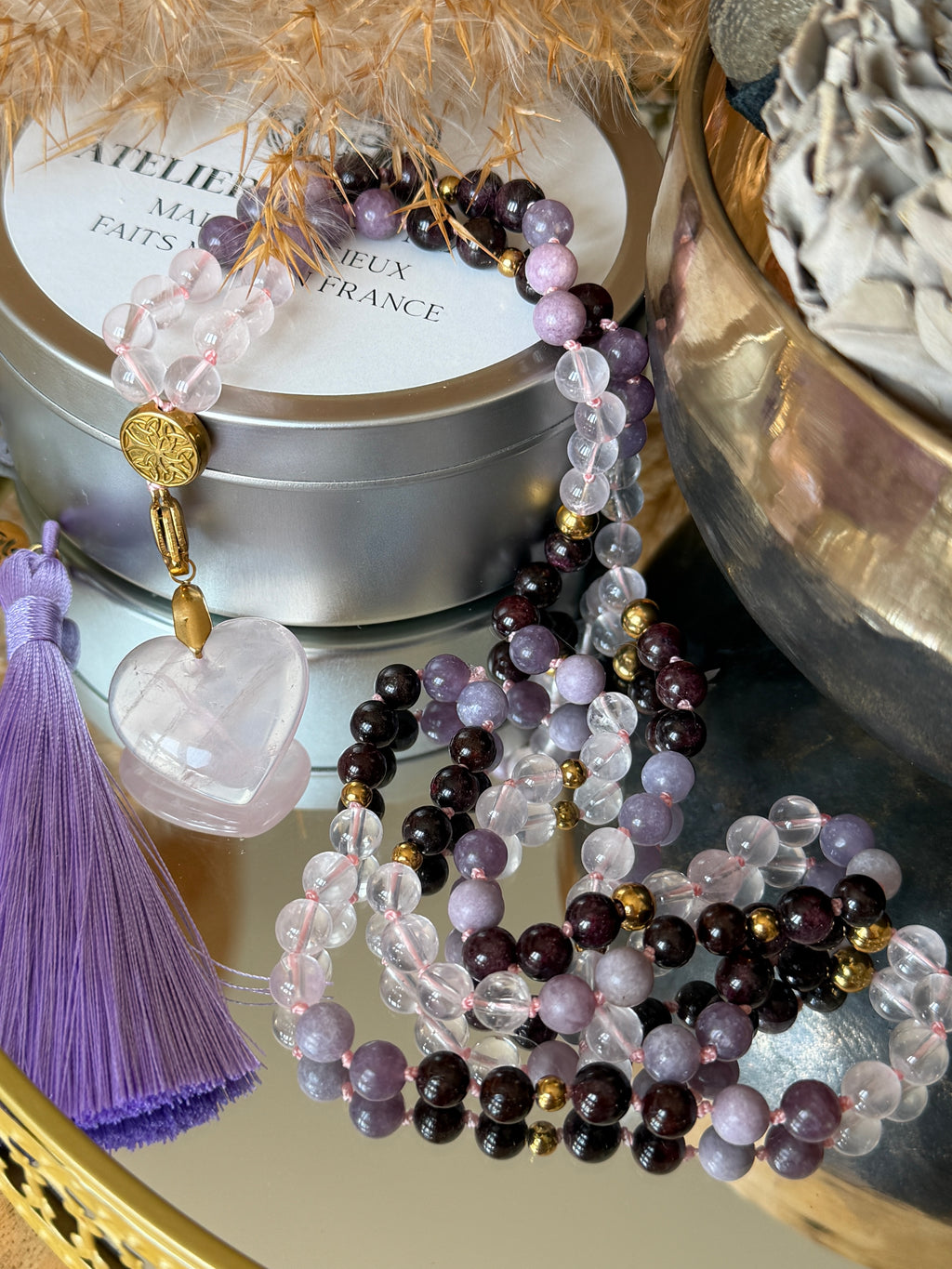 Mala n°111 - (re)prendre sa place - Morganite, Grenat et Lépidolite