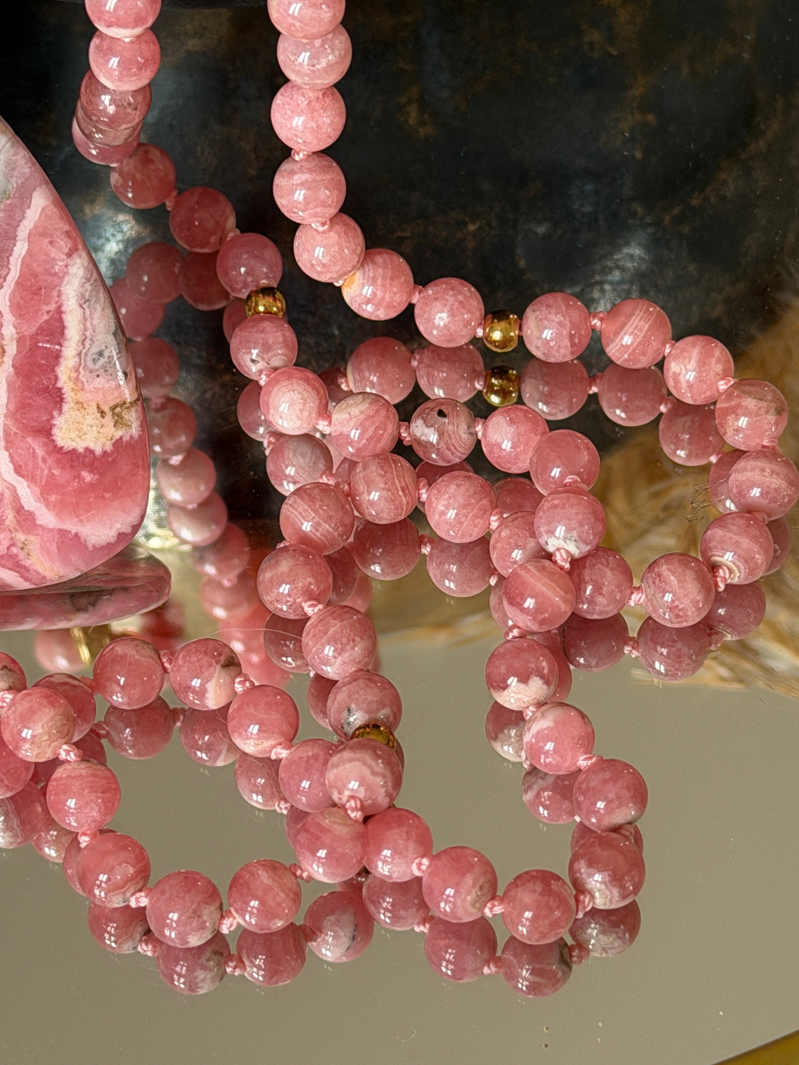 Mala précieux en Rhodochrosite (grade 5A) - Guérison émotionnelle profonde
