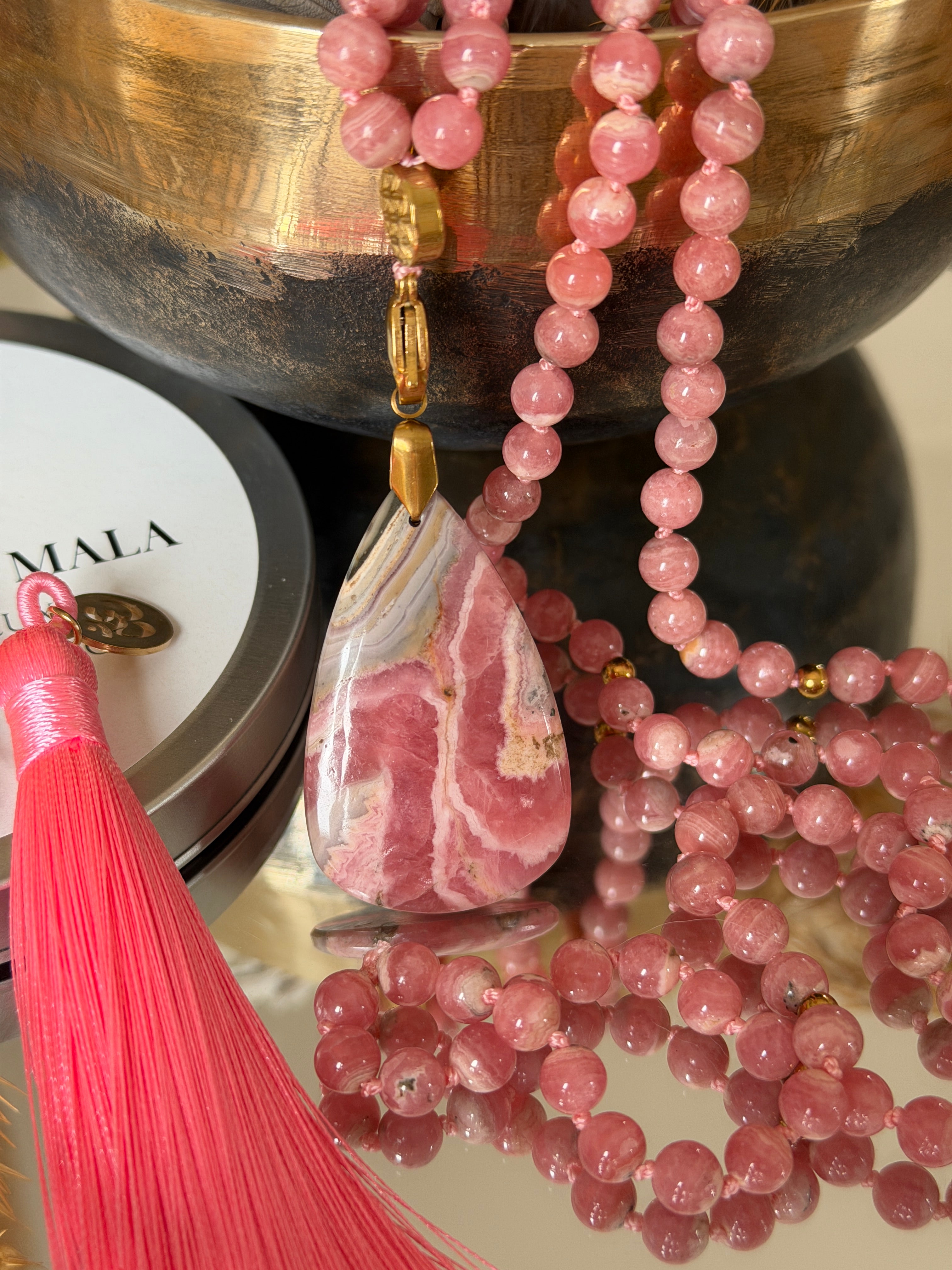 Mala précieux en Rhodochrosite (grade 5A) - Guérison émotionnelle profonde