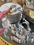 Mala n°105 - Voix intérieure - Angélite, Howlite et Quartz rose