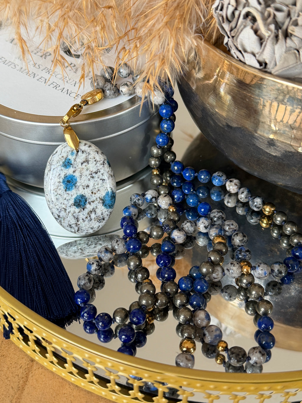 Mala n°117 - Voir clair pour avancer - Jaspe K2, Lapis lazuli et Pyrite