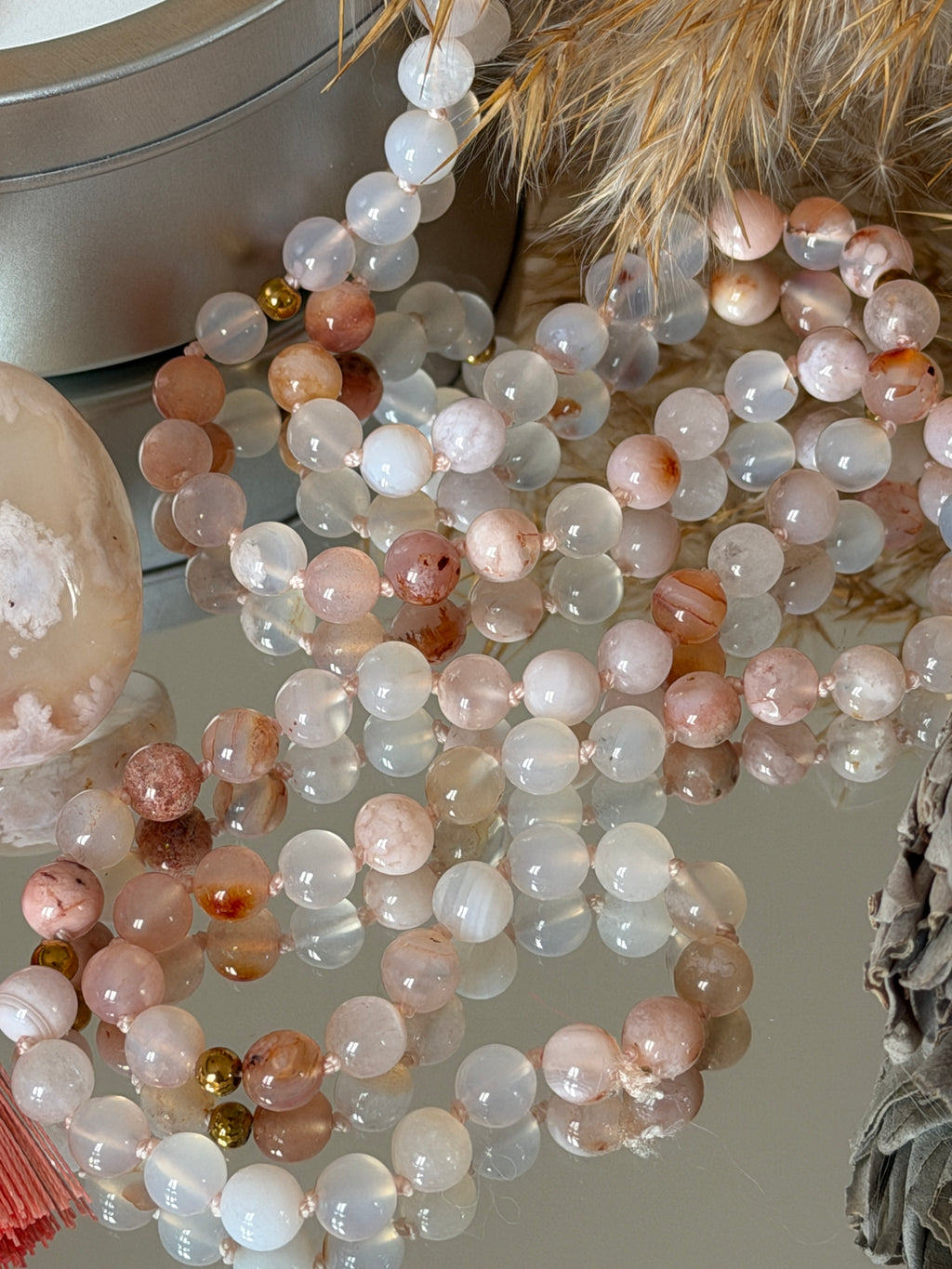 Mala en Agate fleur de cerisier - Soutien émotionnel
