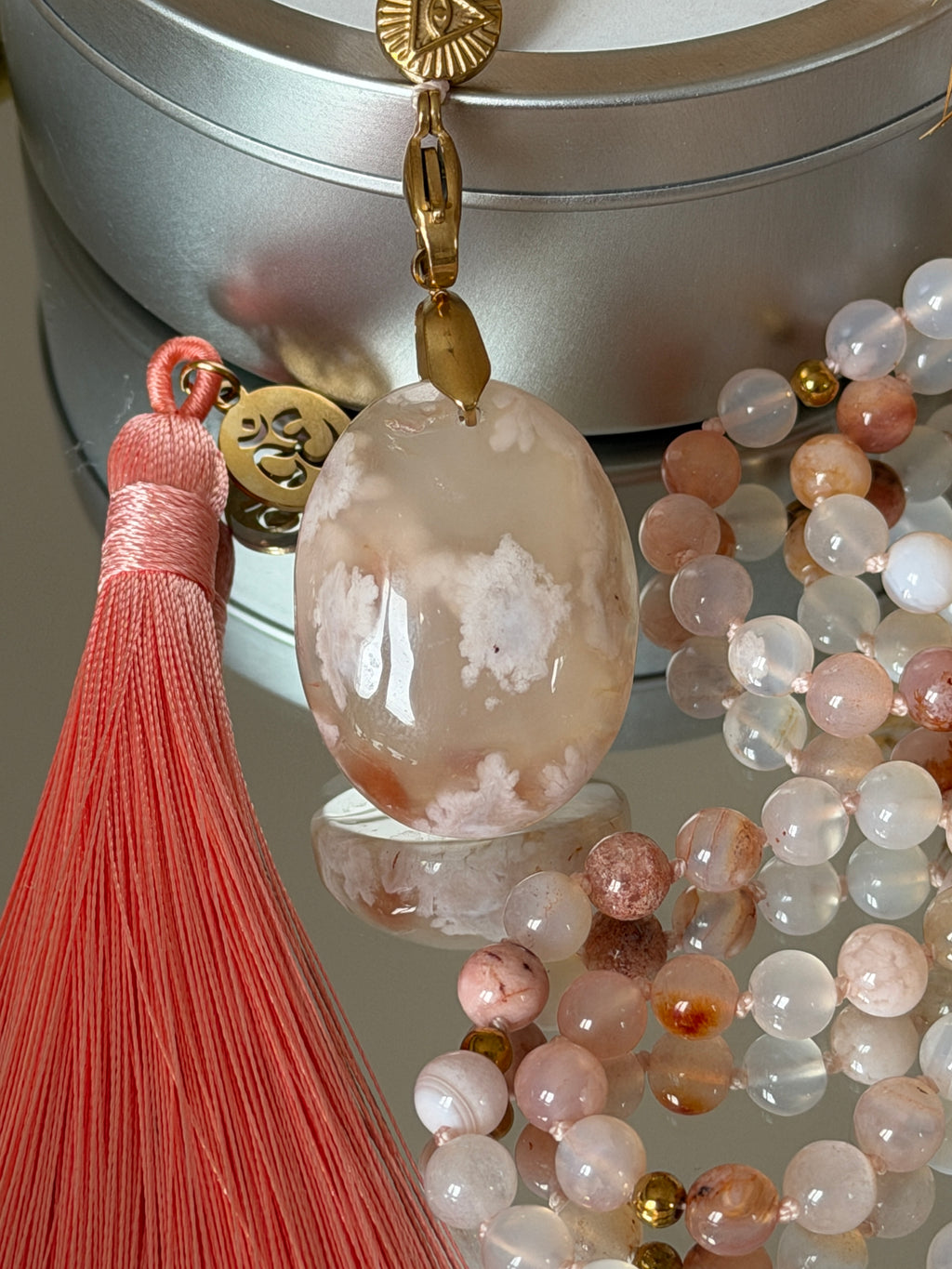 Mala en Agate fleur de cerisier - Soutien émotionnel