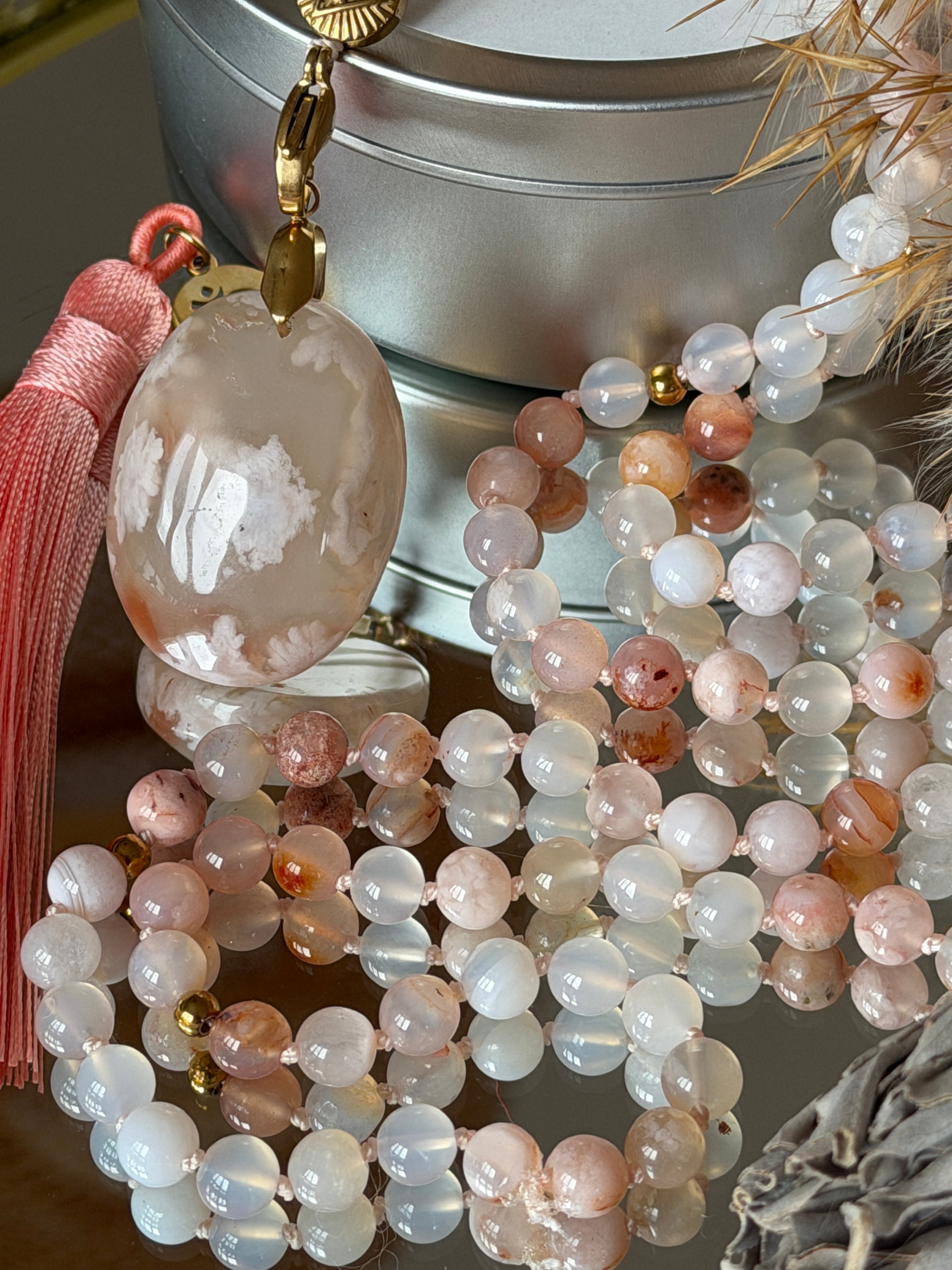 Mala en Agate fleur de cerisier - Soutien émotionnel