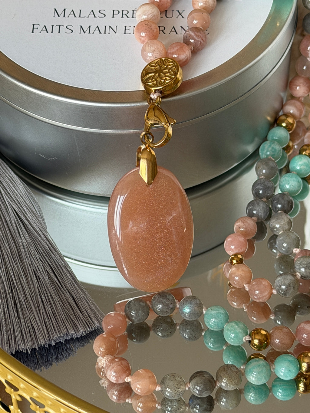 Mala n°124 - Libre d'être - Pierre de lune, Amazonite et Labradorite