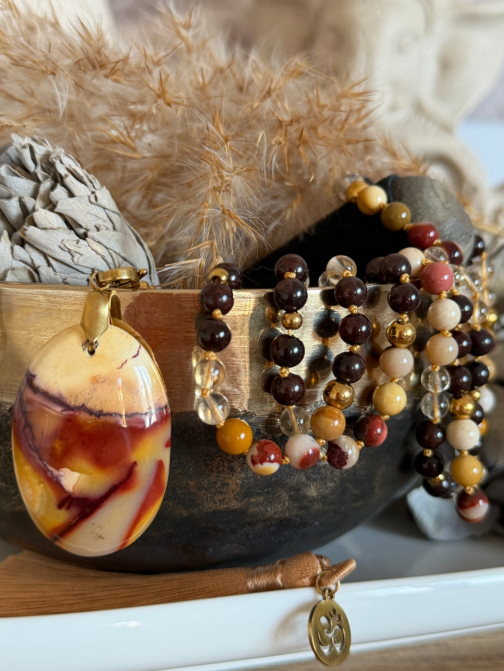 Mala n°125 - Nouveau souffle - Citrine, Jaspe Mookite et Grenat