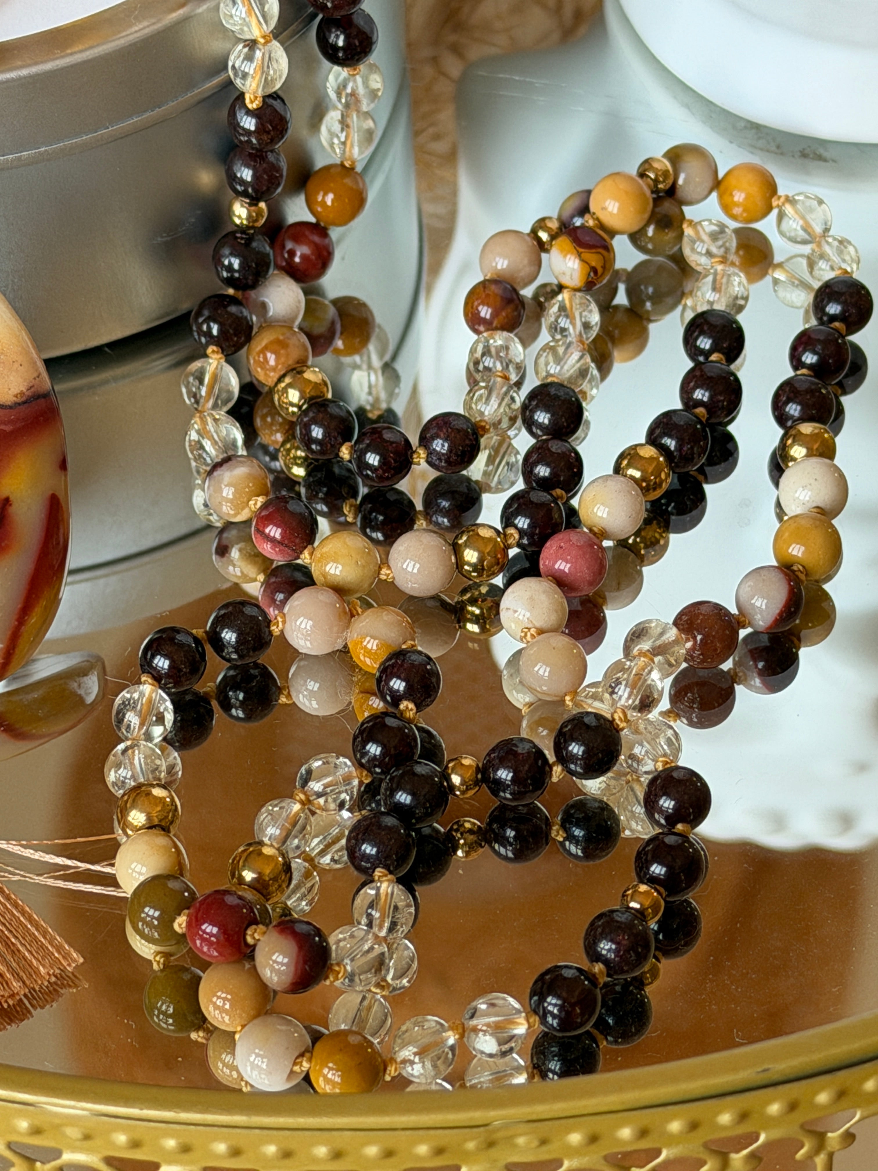 Mala n°125 - Nouveau souffle - Citrine, Jaspe Mookite et Grenat