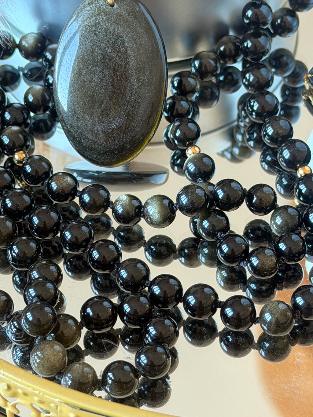 Mala XXL en Obsidienne dorée (grade 7A) - Protection et Force vitale