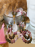 Mala n°133 - Réconciliation - Unakite, Rhodonite et Quartz rose