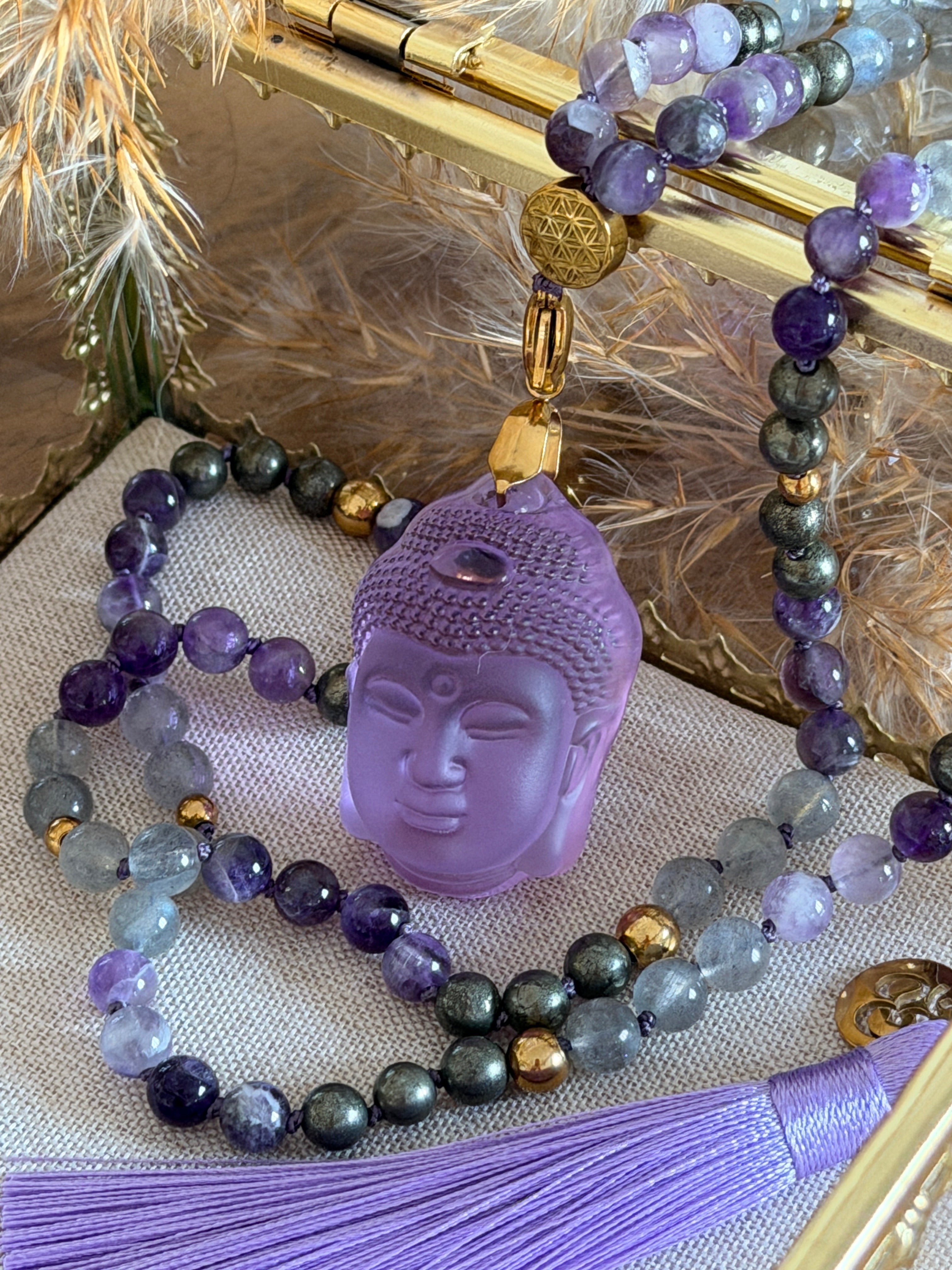 Mala n°130 - Alignement - Pyrite, Améthyste et Labradorite