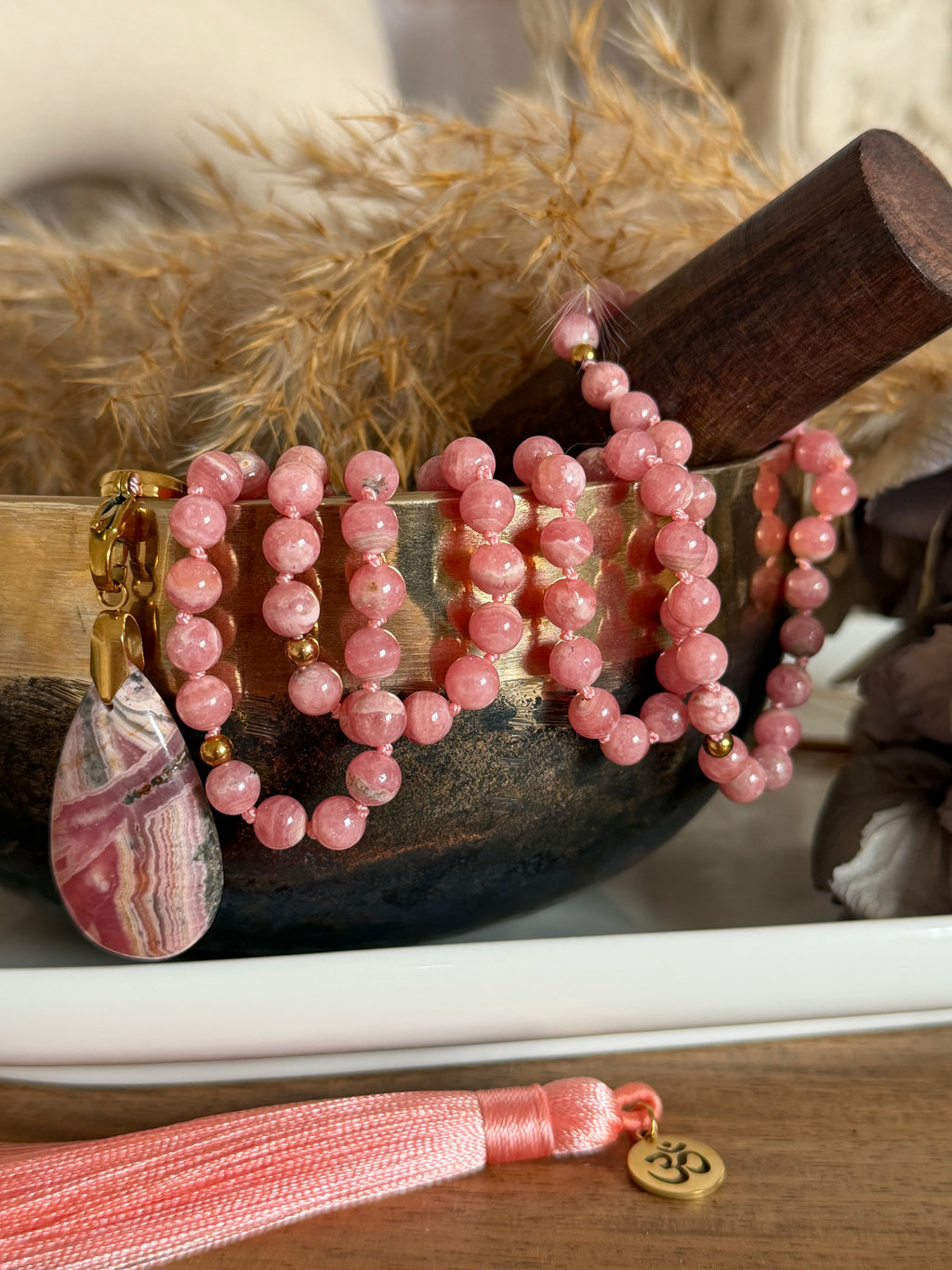 Mala précieux en Rhodochrosite (grade 5A) - Guérison émotionnelle profonde