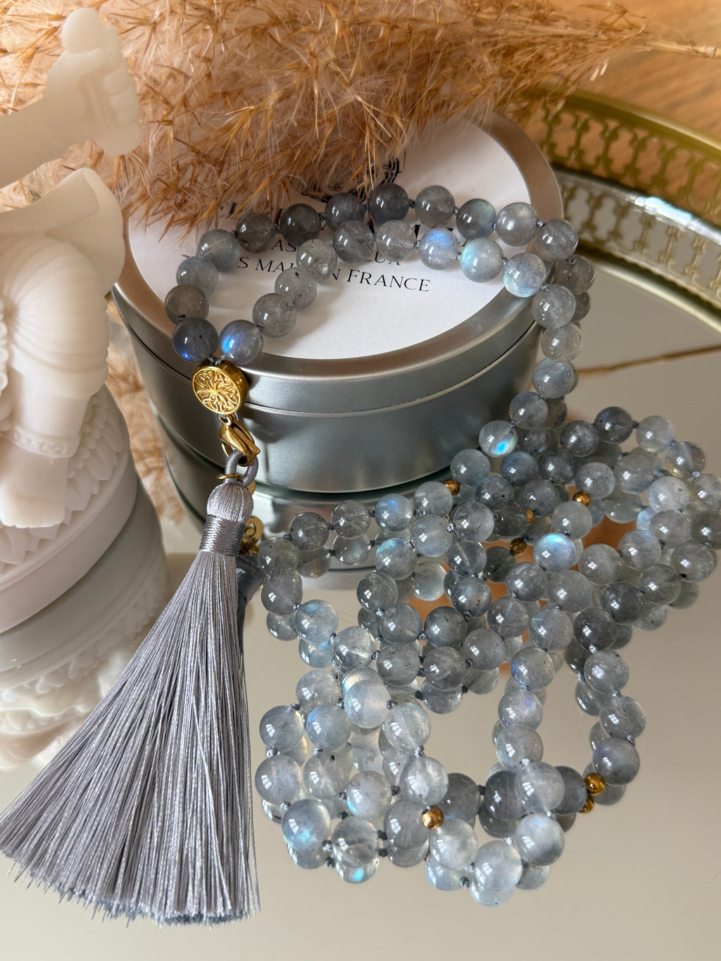 Mala XXL en Labradorite (grade 7A) - Bouclier de protection
