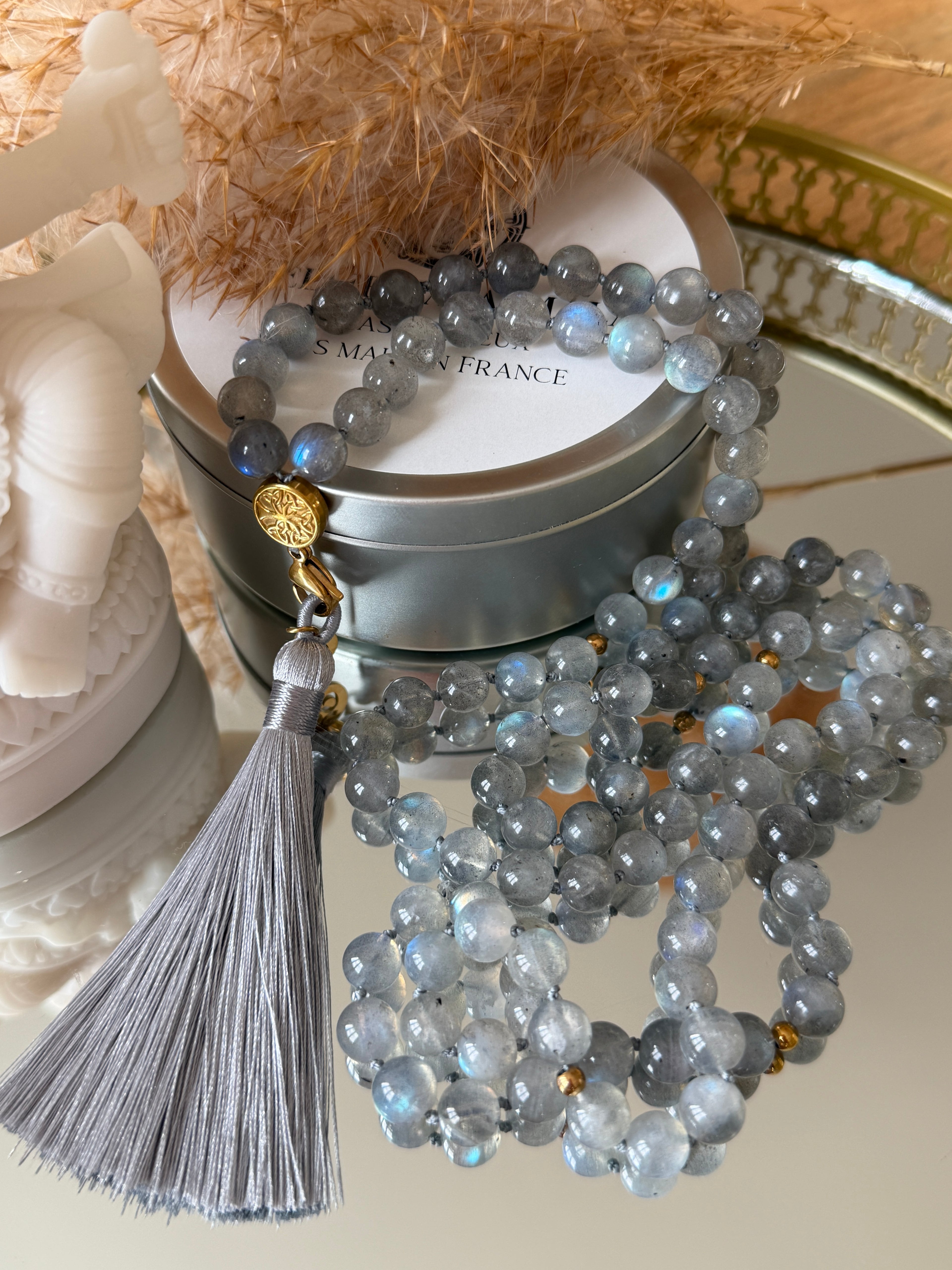Mala XXL en Labradorite (grade 7A) - Bouclier de protection