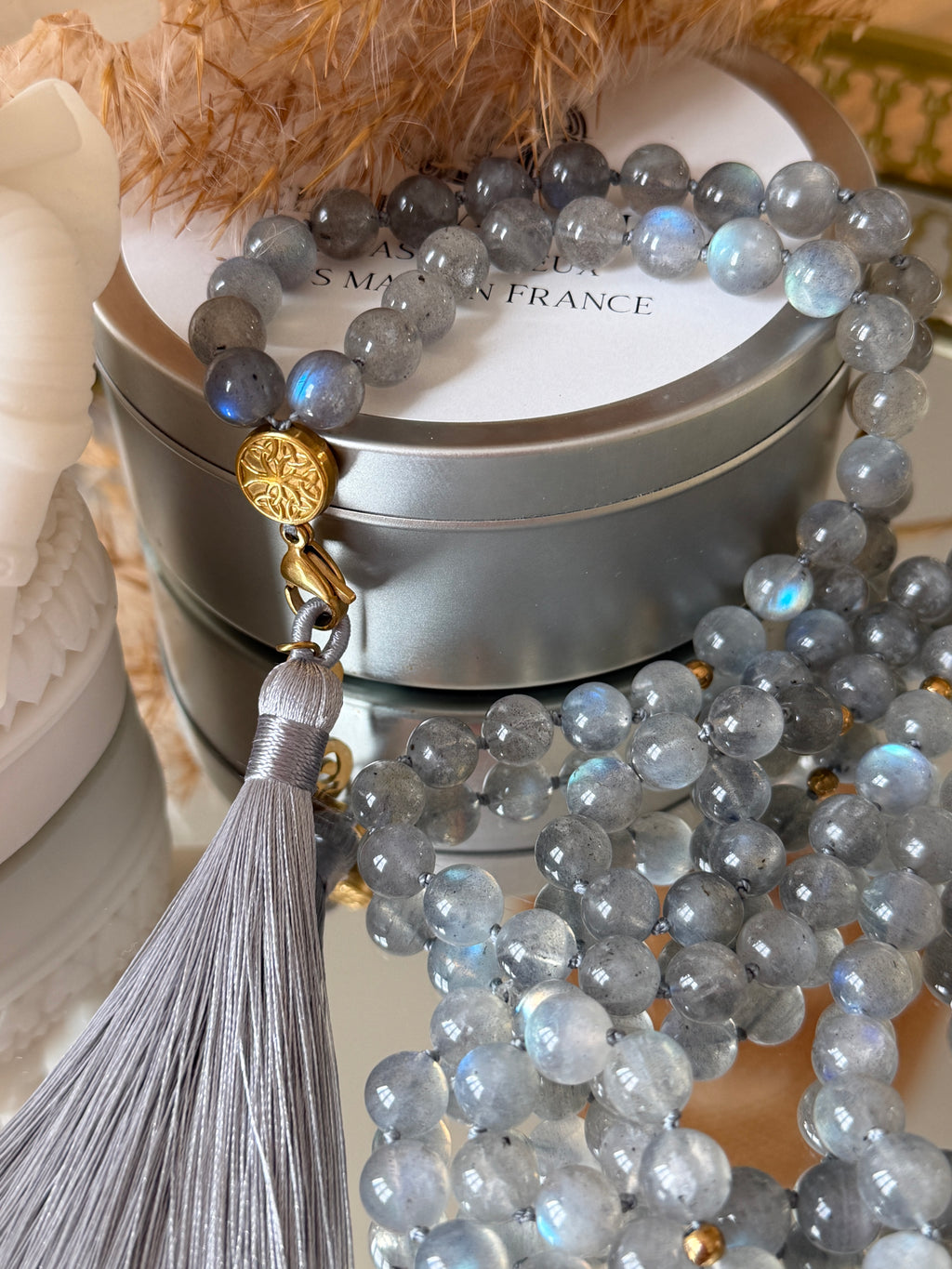 Mala XXL en Labradorite (grade 7A) - Bouclier de protection