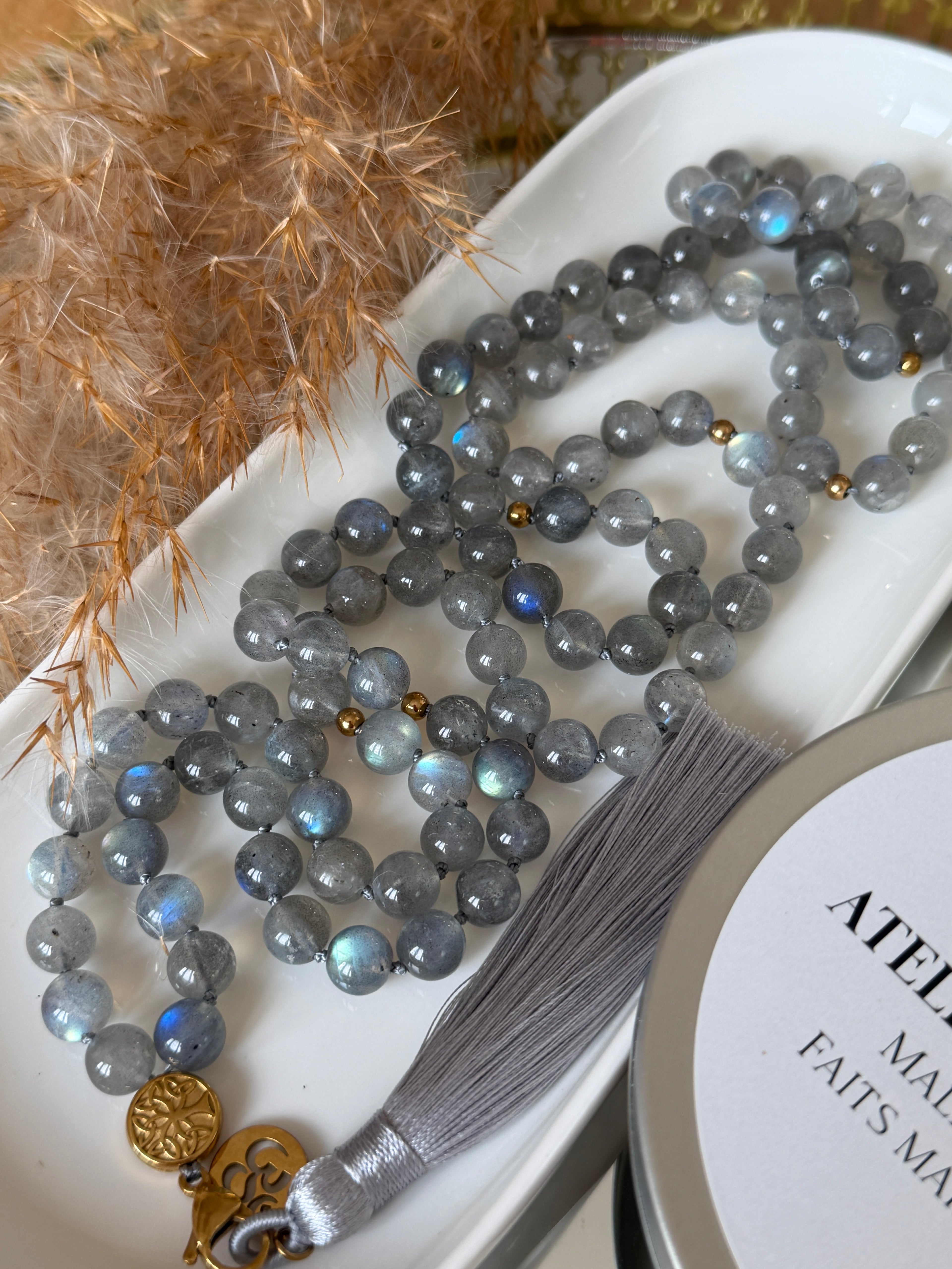 Mala XXL en Labradorite (grade 7A) - Bouclier de protection