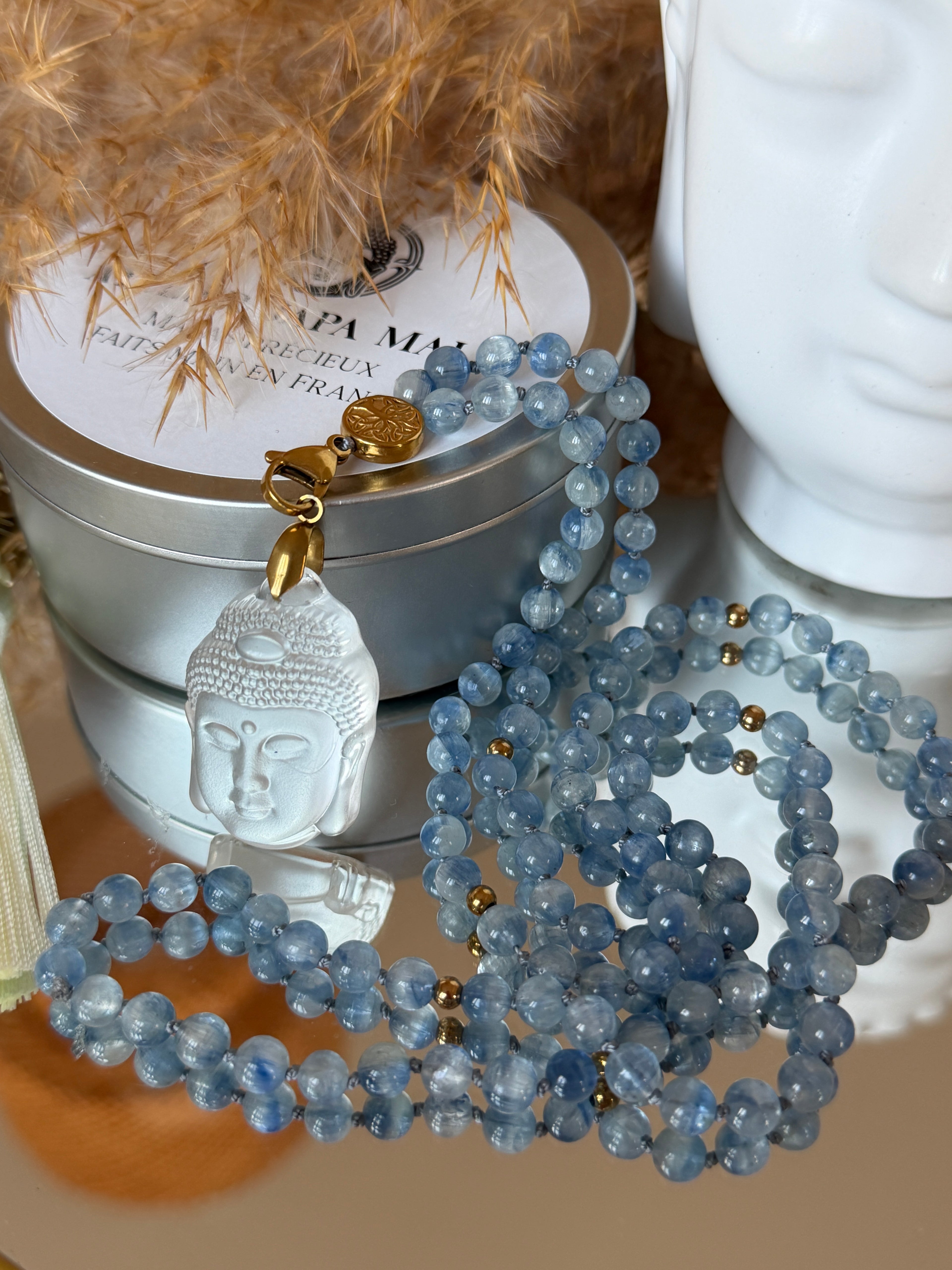 Mala précieux en Cyanite (ou Kyanite) - Affirmation de soi (qualité exceptionnelle)