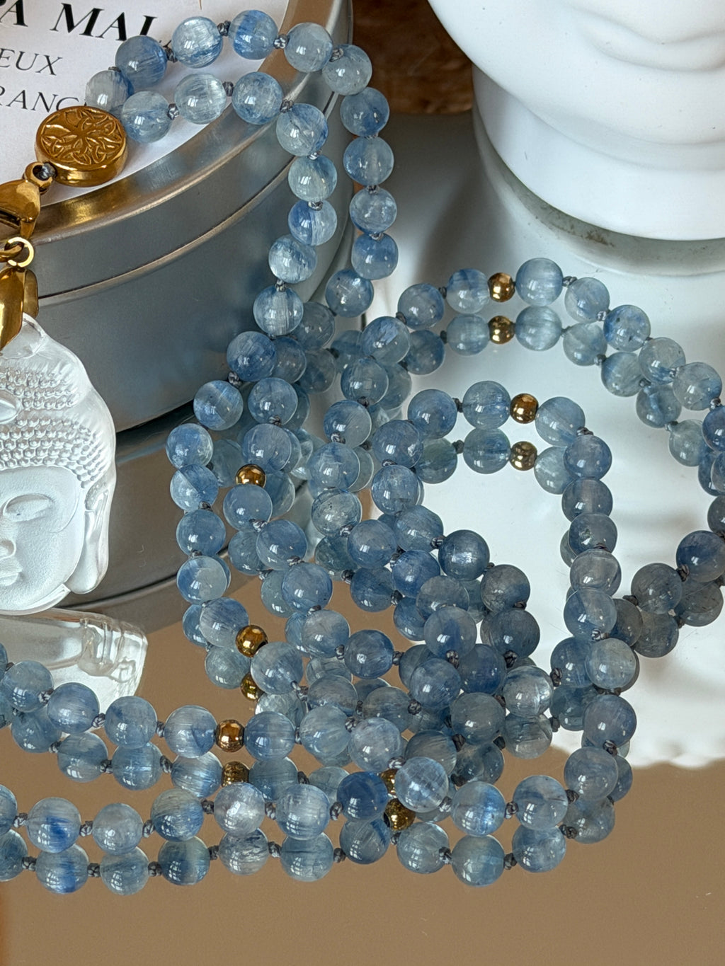 Mala précieux en Cyanite (ou Kyanite) - Affirmation de soi (qualité exceptionnelle)