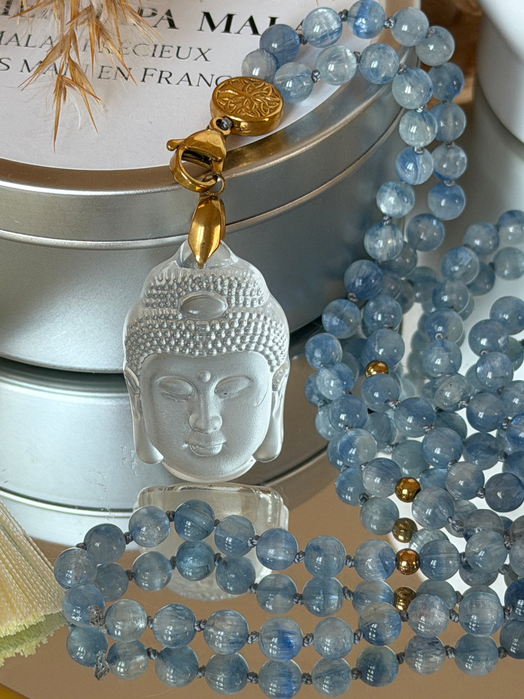 Mala précieux en Cyanite (ou Kyanite) - Affirmation de soi (qualité exceptionnelle)