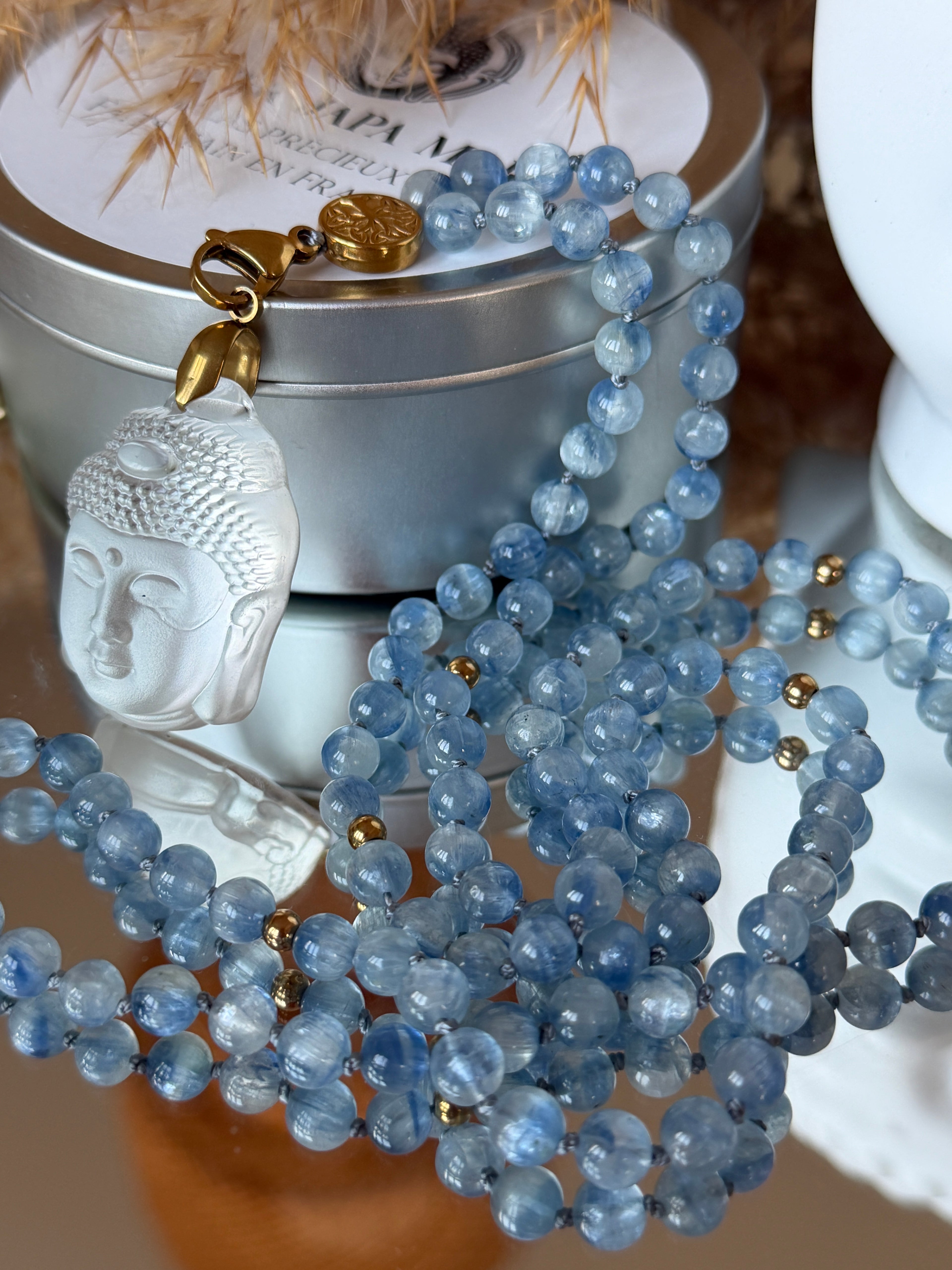 Mala précieux en Cyanite (ou Kyanite) - Affirmation de soi (qualité exceptionnelle)