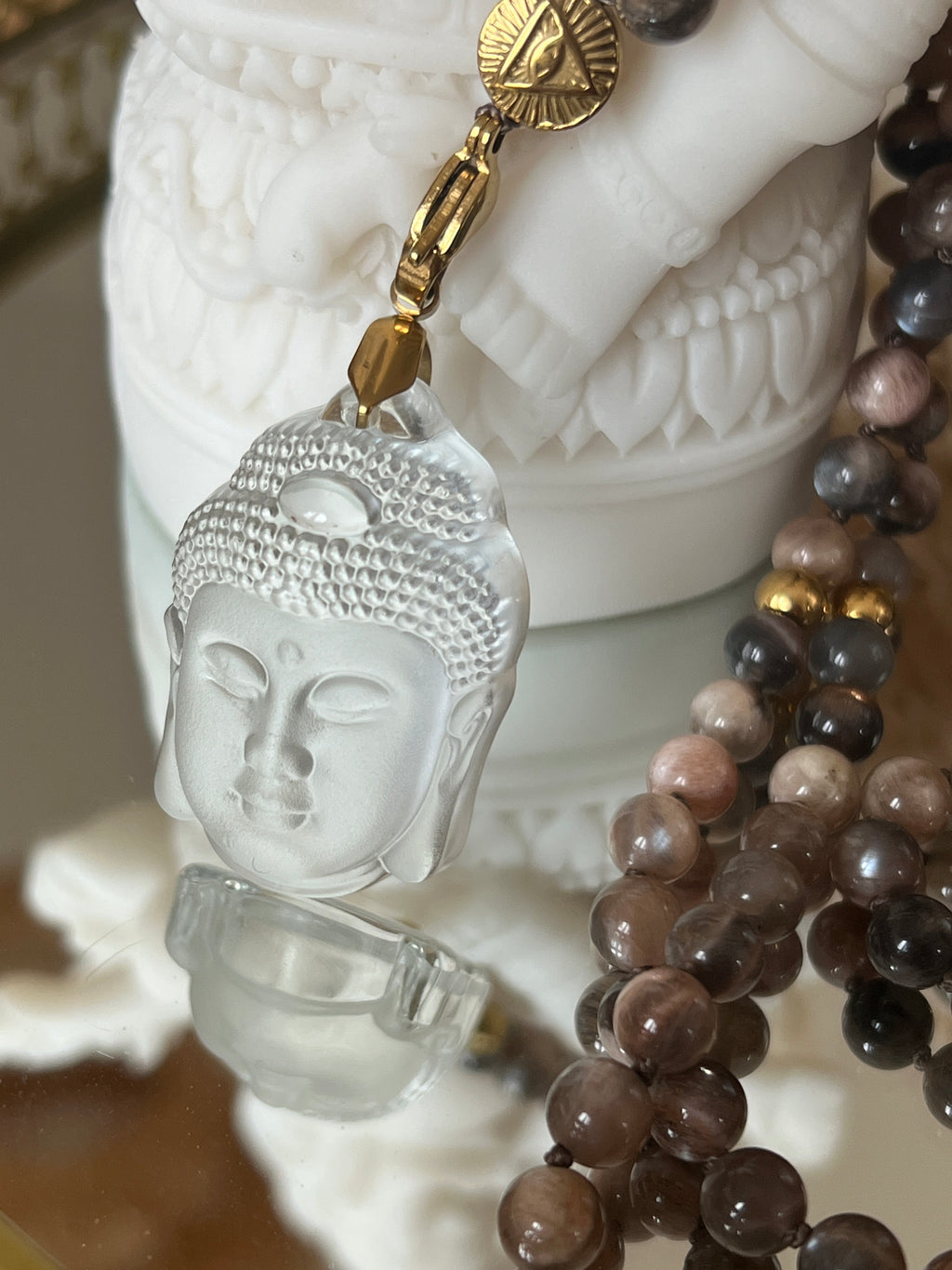 Mala en Pierre de lune noire - Réconfort et Apaisement