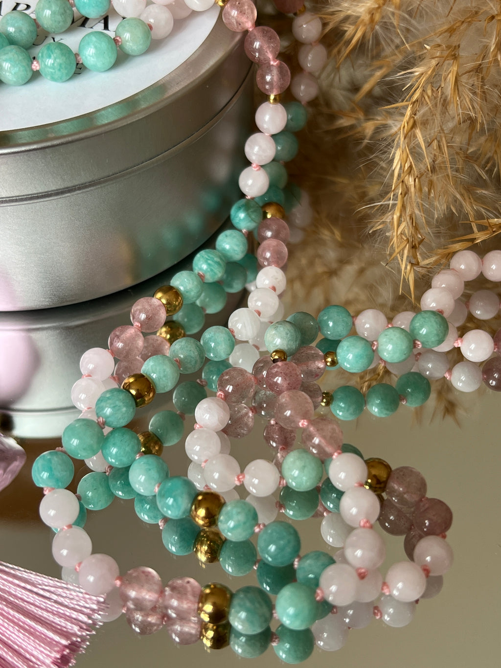 Mala n°57 - Tendresse affirmée - Amazonite, Quartz fraise et Quartz rose