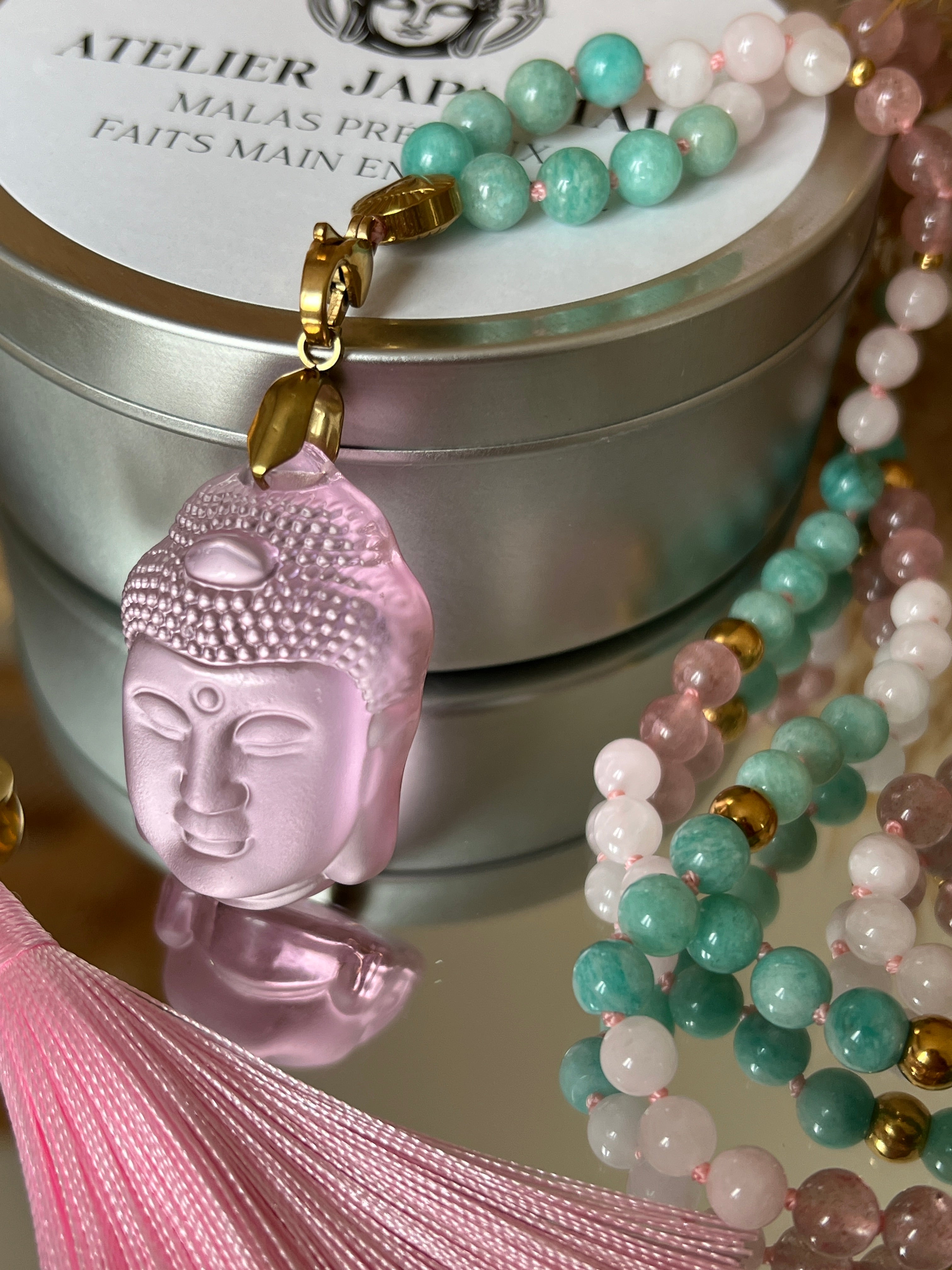 Mala n°57 - Tendresse affirmée - Amazonite, Quartz fraise et Quartz rose
