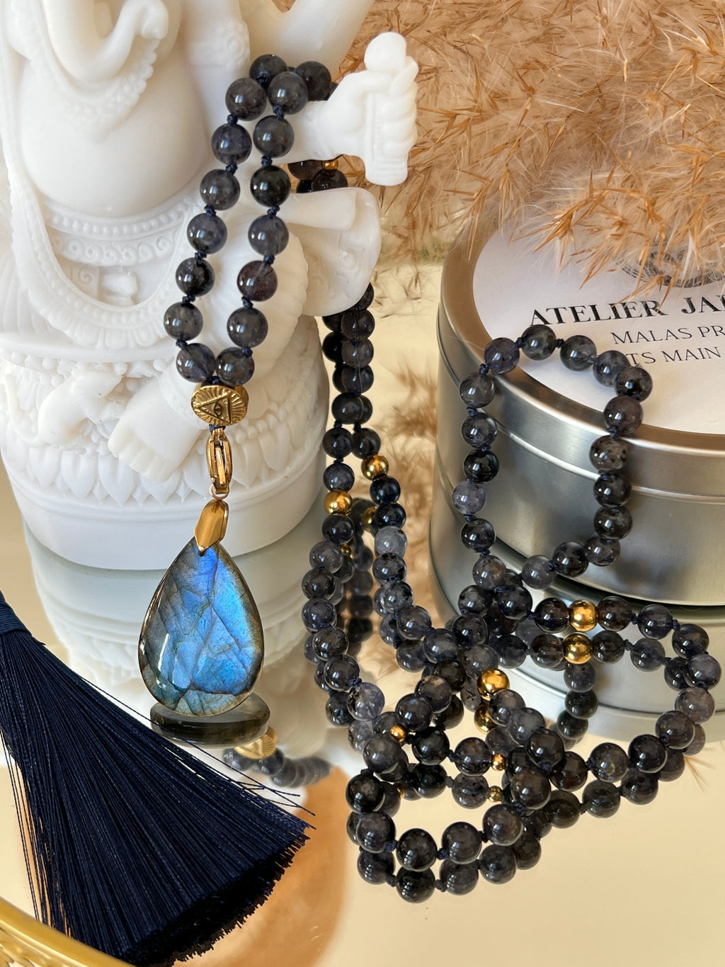 Mala précieux en iolite - Equilibre émotionnel