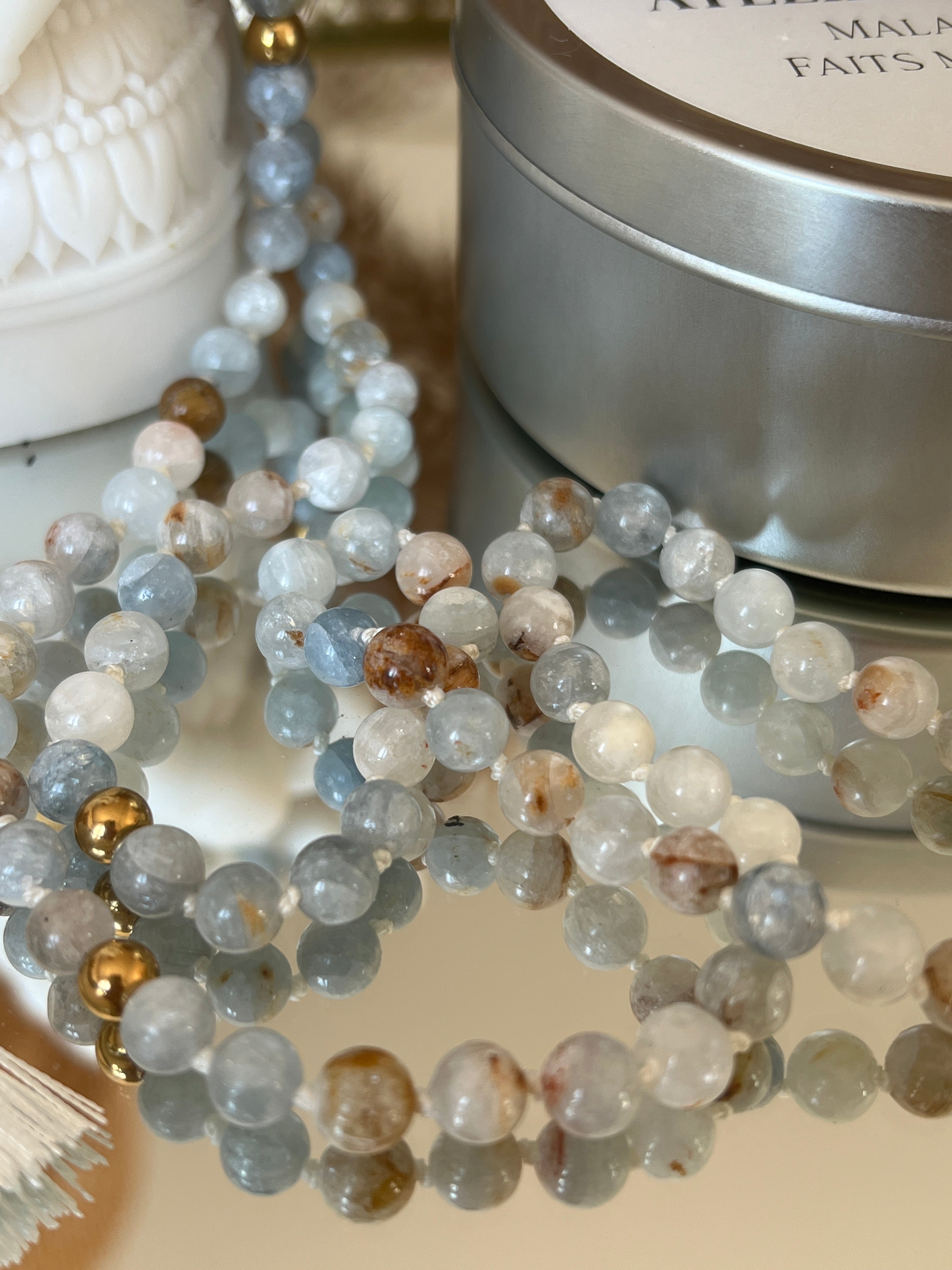 Mala précieux en Célestine - Sérénité et paix intérieure