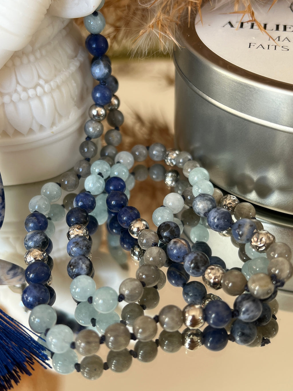 Mala n°48- Vérité alignée - Sodalite, Aigue marine et Labradorite