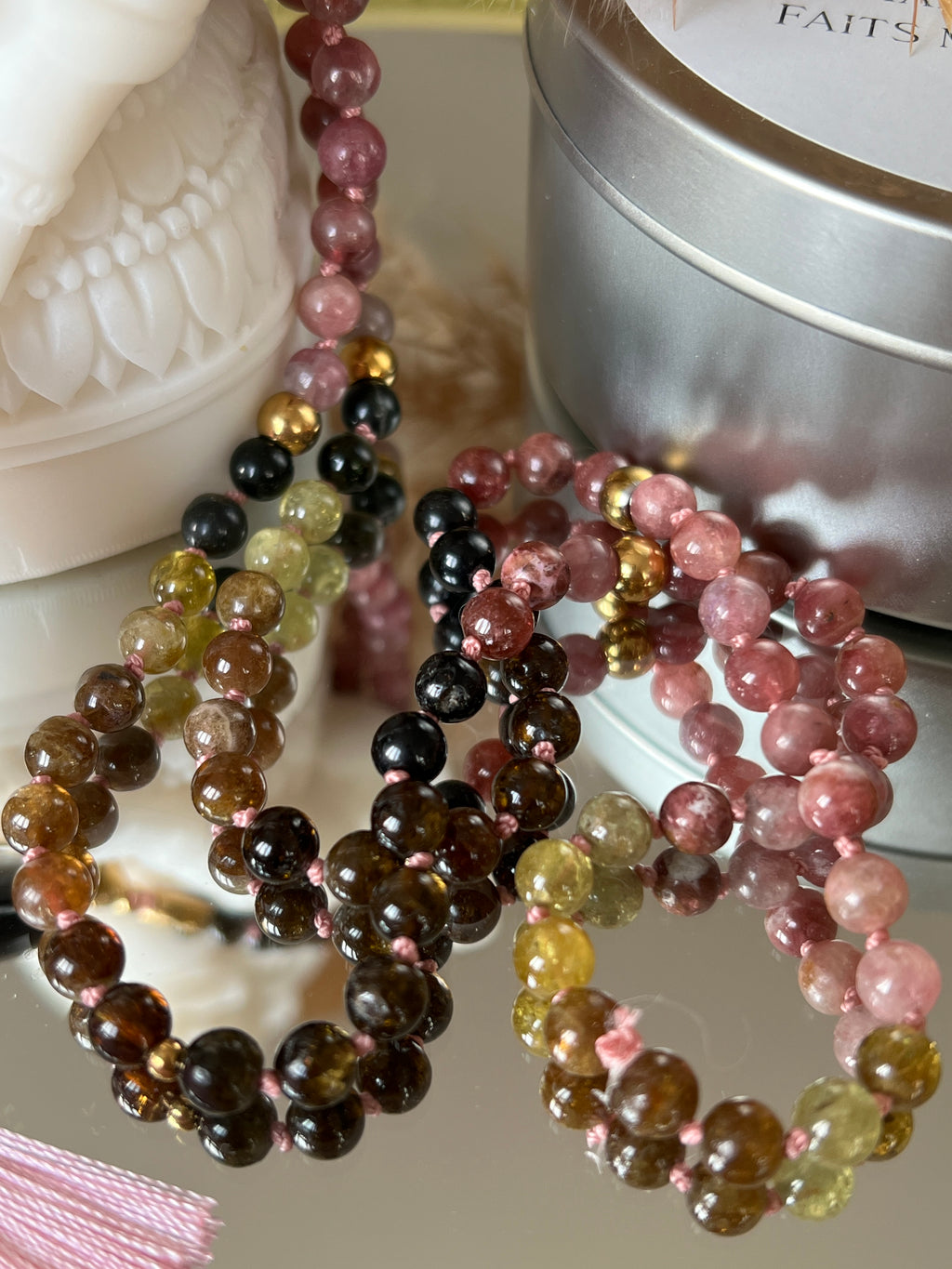 Mala précieux en Tourmaline melon d'eau - Libération et alignement