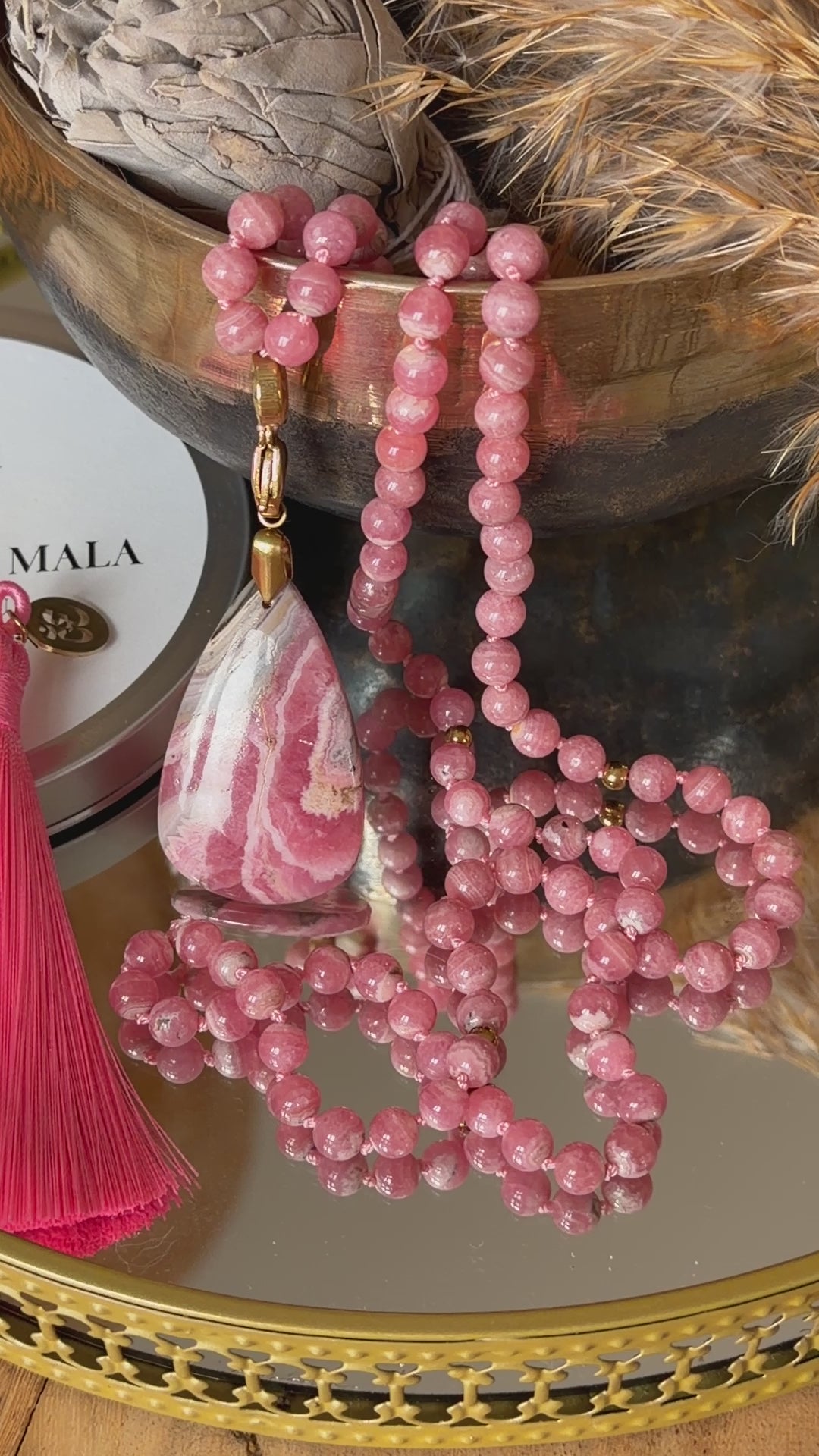 Mala précieux en Rhodochrosite (grade 5A) - Guérison émotionnelle profonde