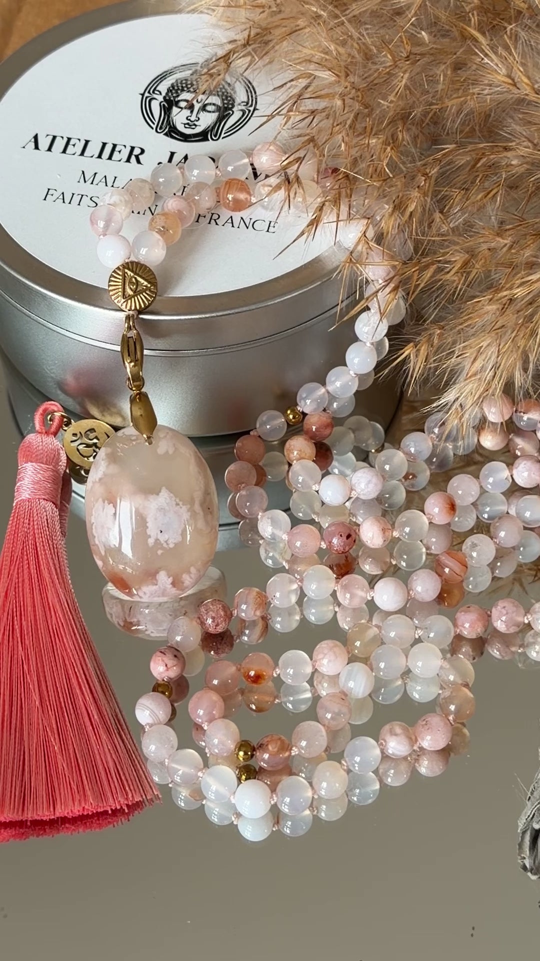 Mala en Agate fleur de cerisier - Soutien émotionnel
