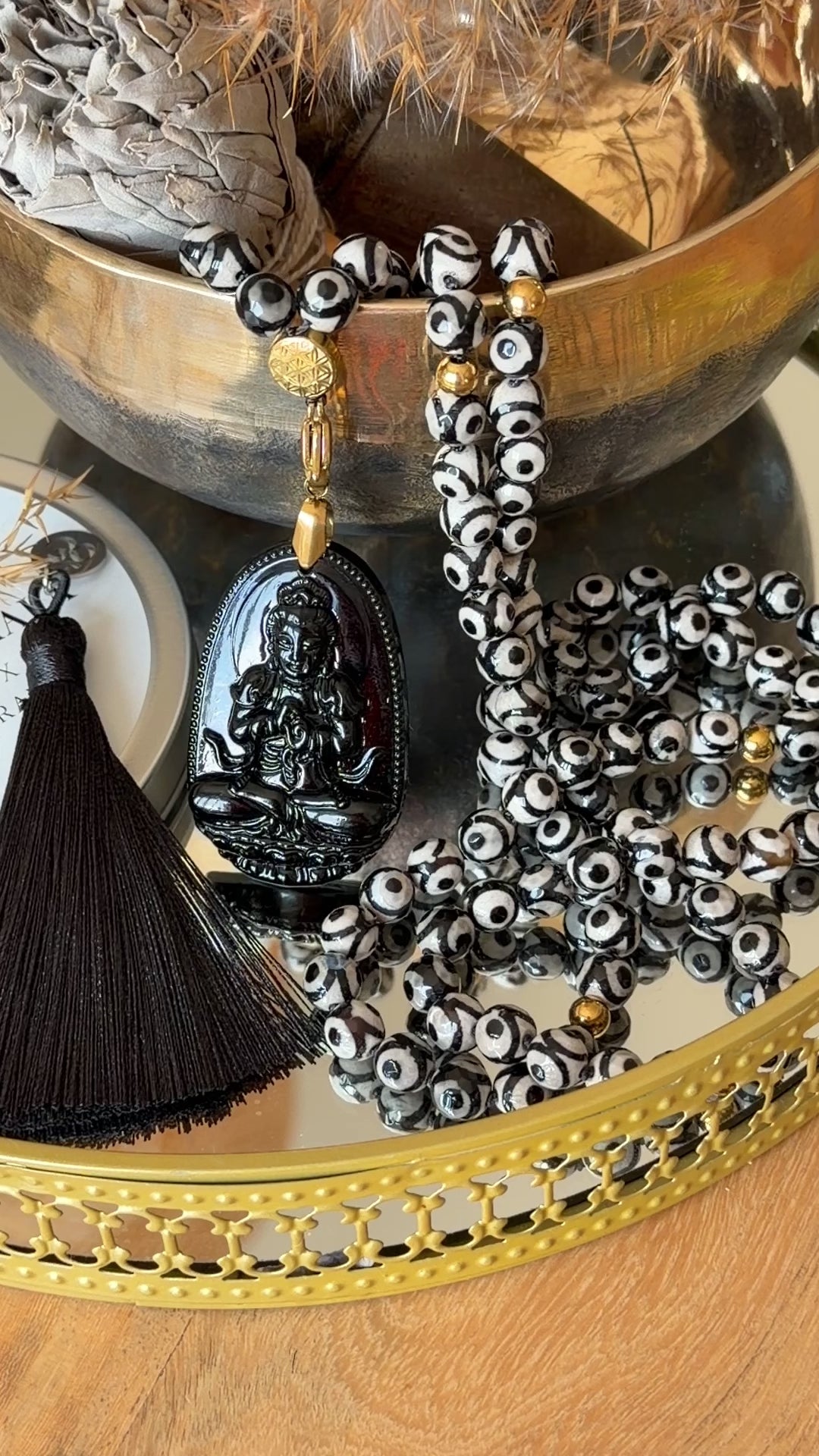 Mala XXL en Agate dzi - (re)trouver son centre - Ancrage