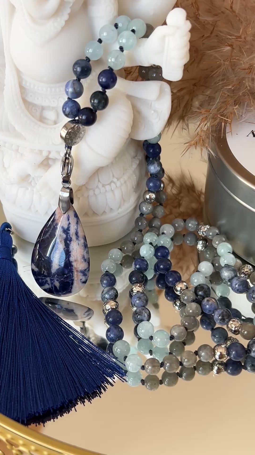 Mala n°48- Vérité alignée - Sodalite, Aigue marine et Labradorite