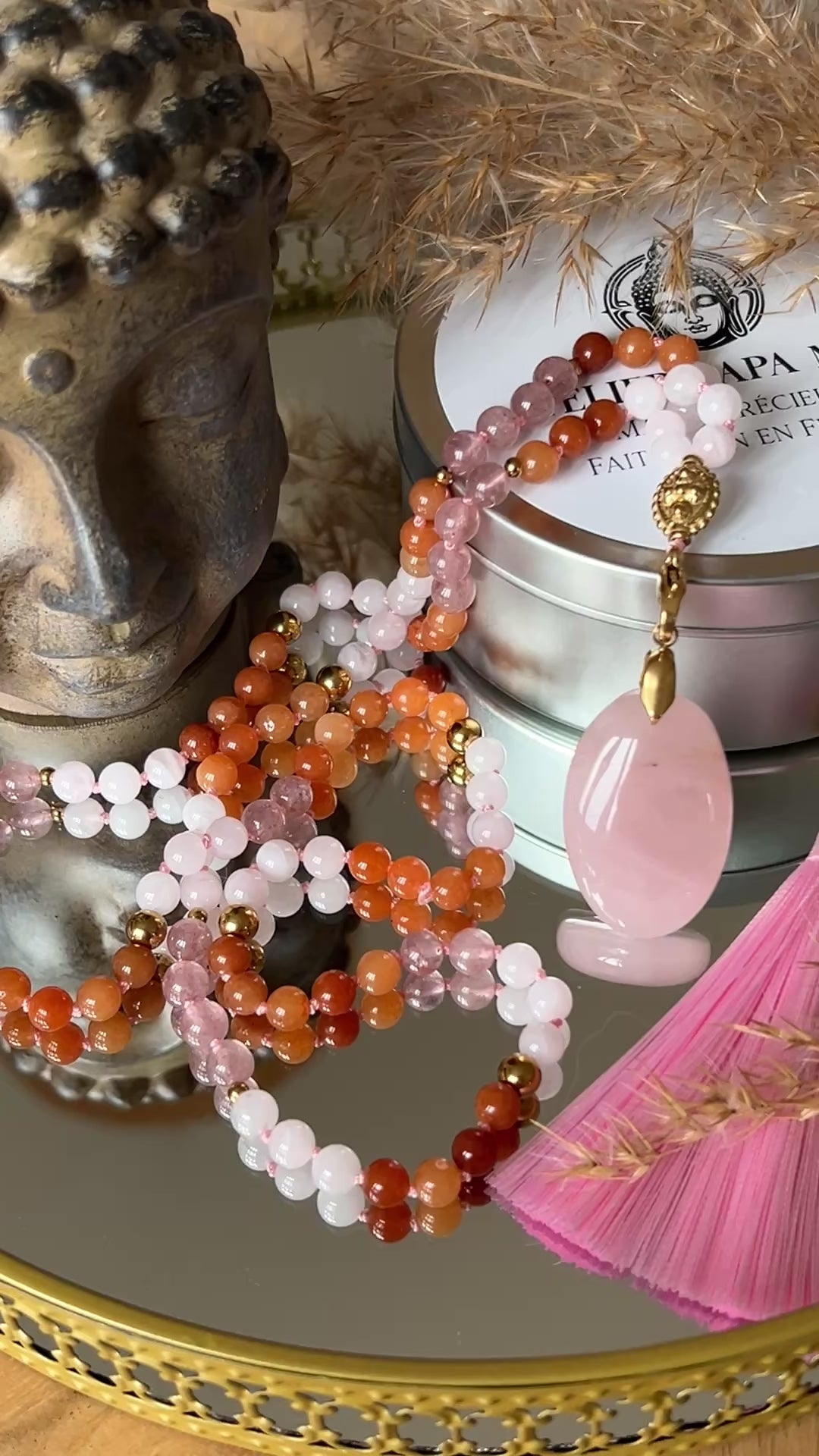 Mala n°42 - S'aimer (enfin) - Quartz rose, Quartz fraise et Aventurine orange