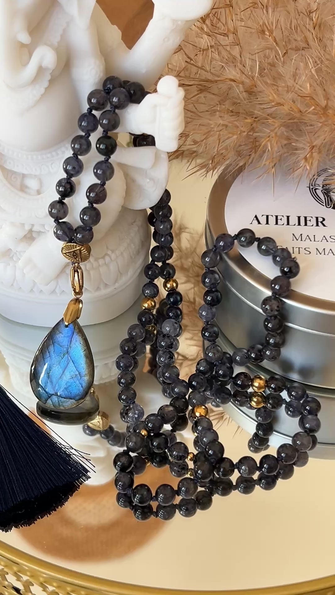 Mala précieux en iolite - Equilibre émotionnel