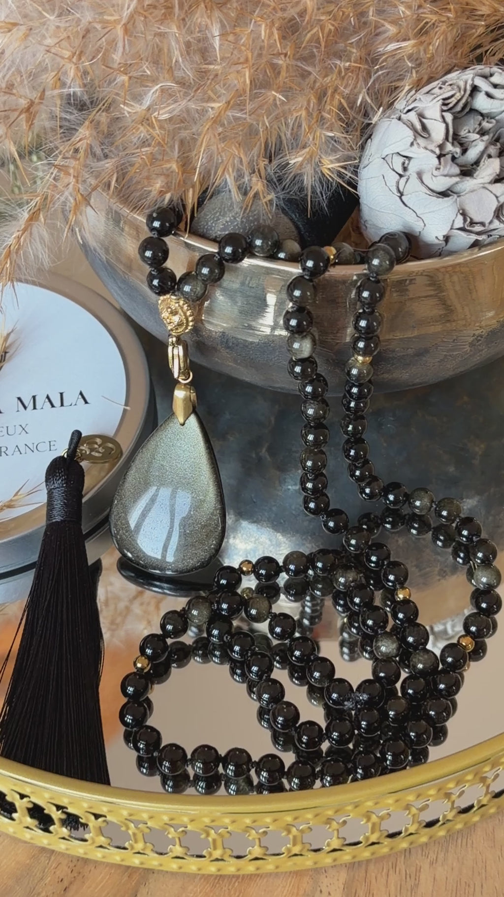 Mala en Obsidienne dorée (grade 7A) - Protection et Force vitale