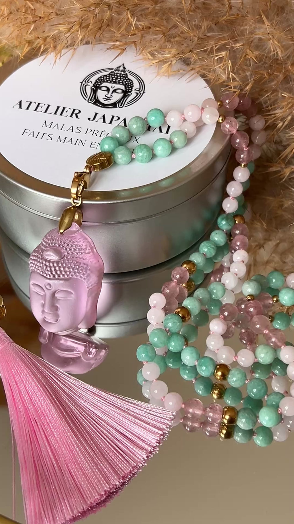 Mala n°57 - Tendresse affirmée - Amazonite, Quartz fraise et Quartz rose